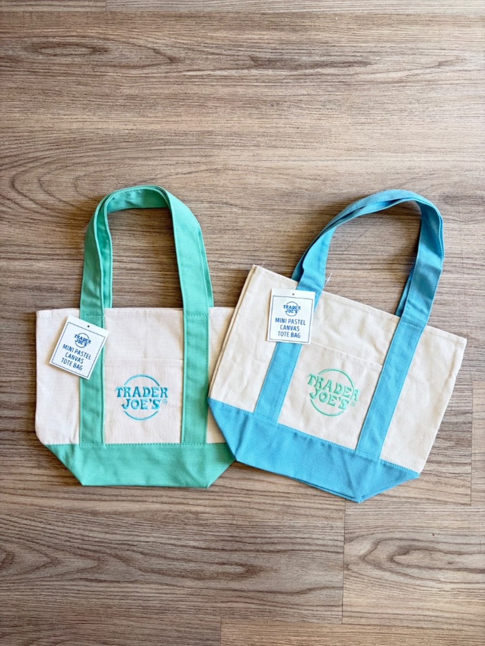 X2 Trader Joe's Special Edition Mini Pastel Canvas Tote Bag 2026 PINK PURPLE